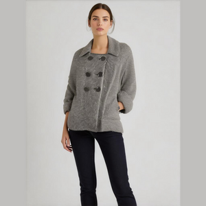 Sandro Gray Double-Breasted Blazer